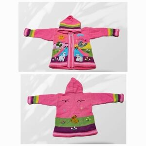 Pink Kids Hooded Jacket with Animal Design